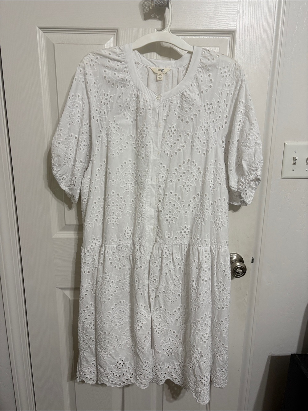 Terra & Sky White Cotton Eyelet dress